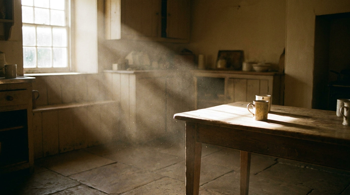 A kitchen, mid-afternoon. The question was never whether you can get a counter clean. It is what you are willing to breathe to do it.